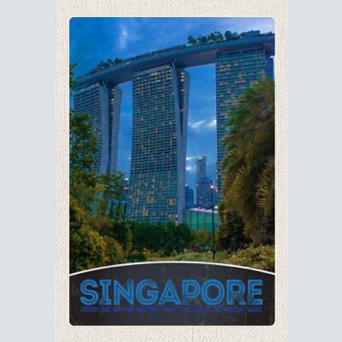 Schild spruch singapore stadt hochhäuser gebüsch jw