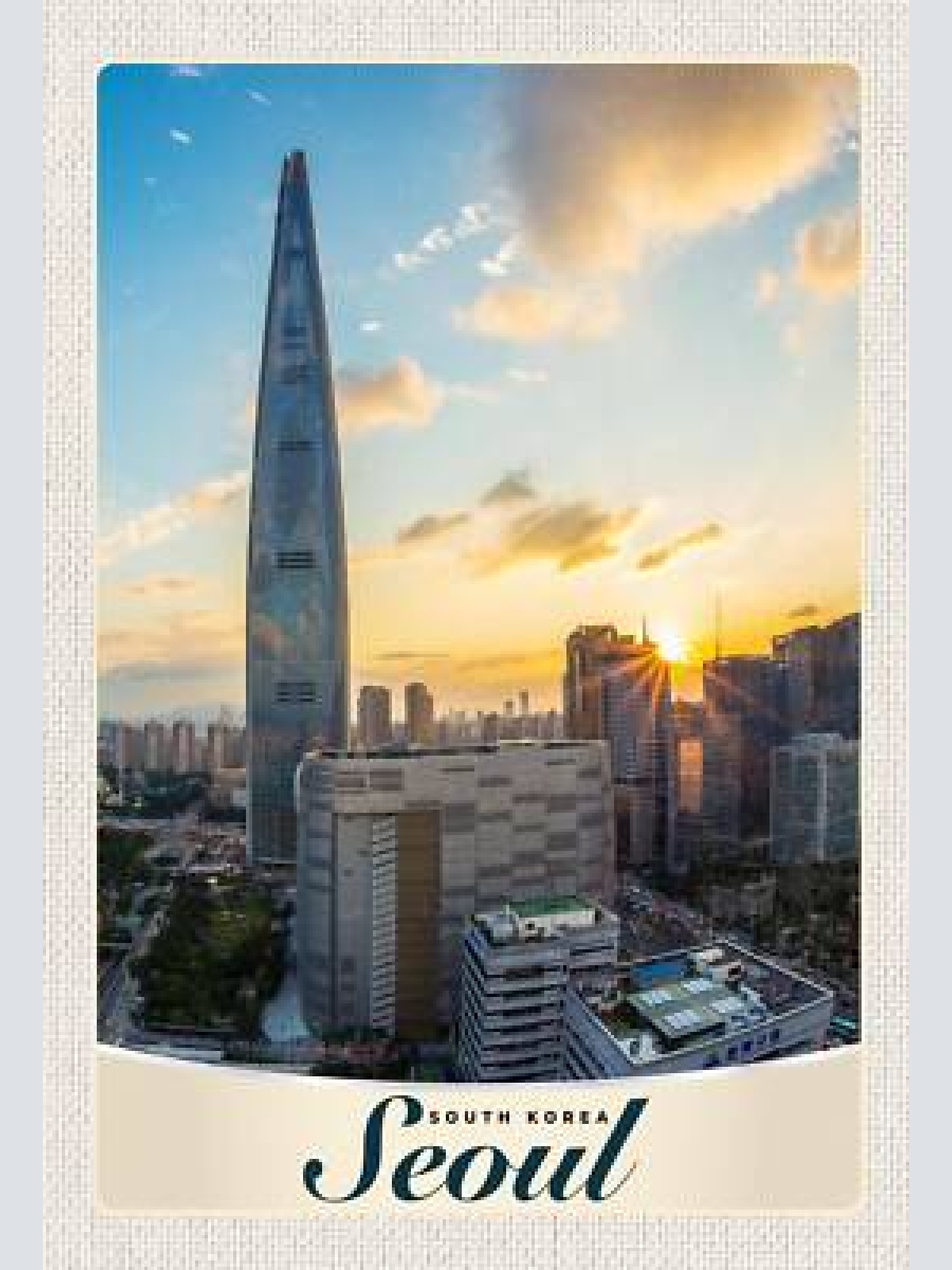 Schild spruch seoul south korea südkorea hochhäuser stadt sonnenuntergang jw