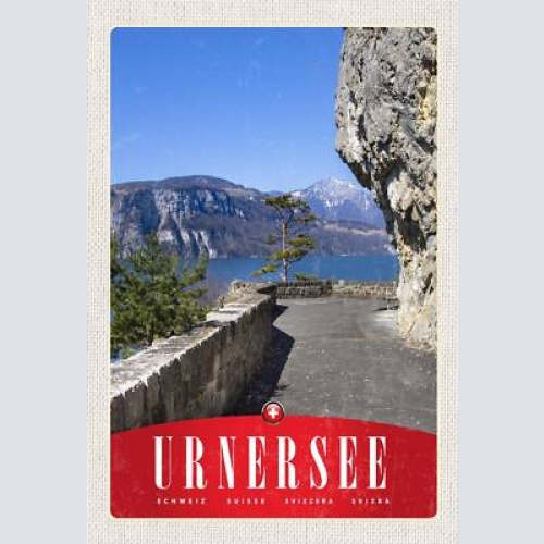 Schild spruch urnersee switzerland schweiz felsen berge uferweg jw