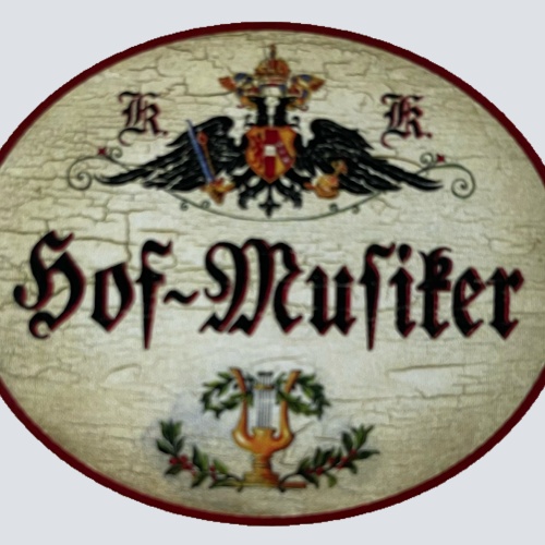 KuK Nostalgie Holzschild Hof-Musiker Musik Instrumente Musiker Schild