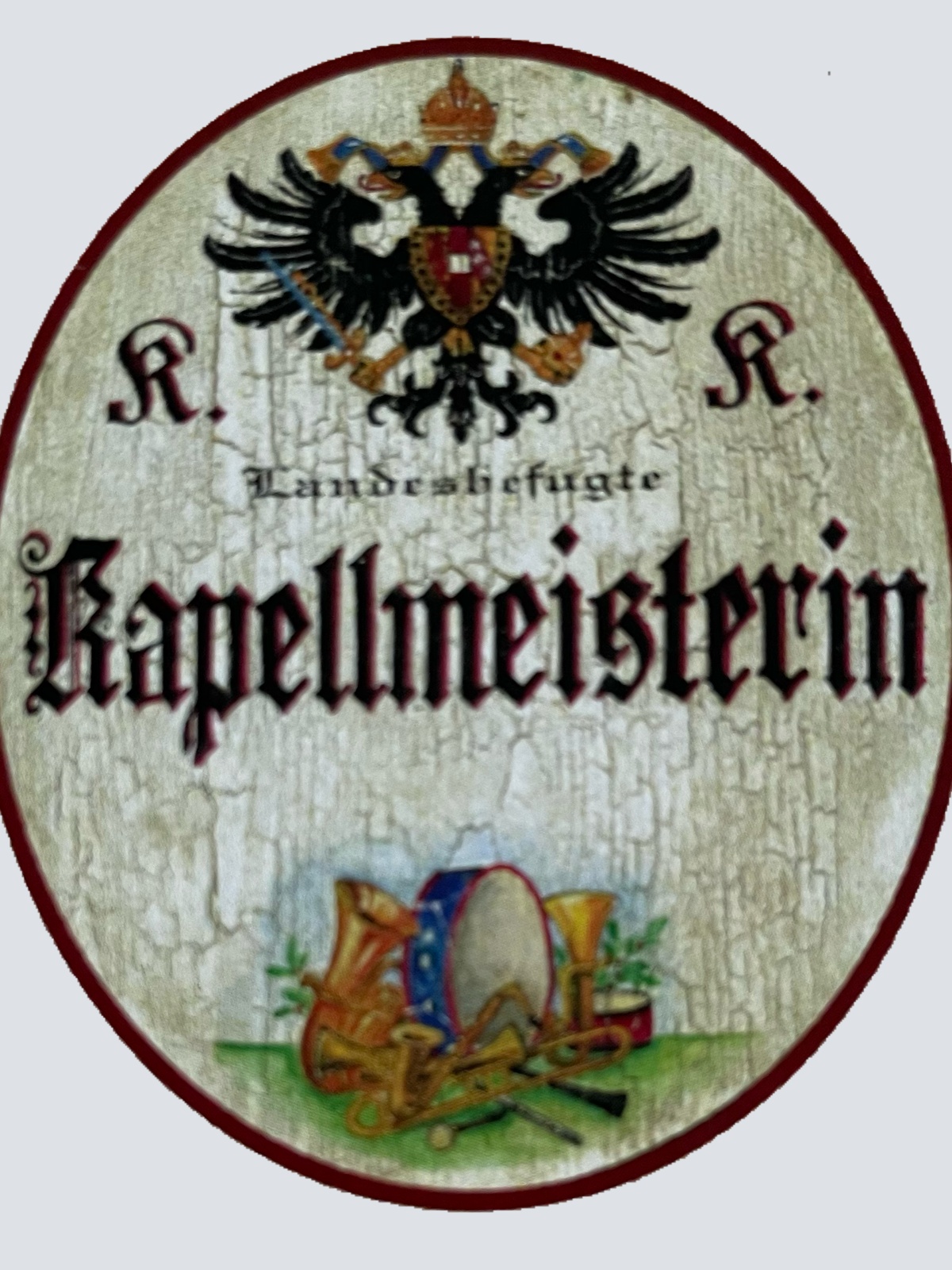 KuK Nostalgie Holzschild Geübte Klarinettistin Blasinstrument Musikerin Schild