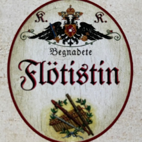 KuK Nostalgie Holzschild Begnadete Flötistin Flöte Flötenspielerin Schild