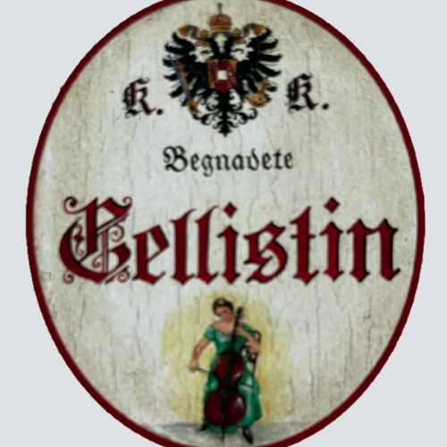 KuK Nostalgie Holzschild Begnadete Cellistin Cello Musikerin Musik Schild