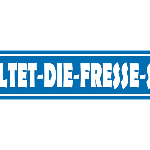 Schild Haltet Fresse Straße Ort Gasse Fluchen Beschimpfung 46 x 10 Blech od.Holz