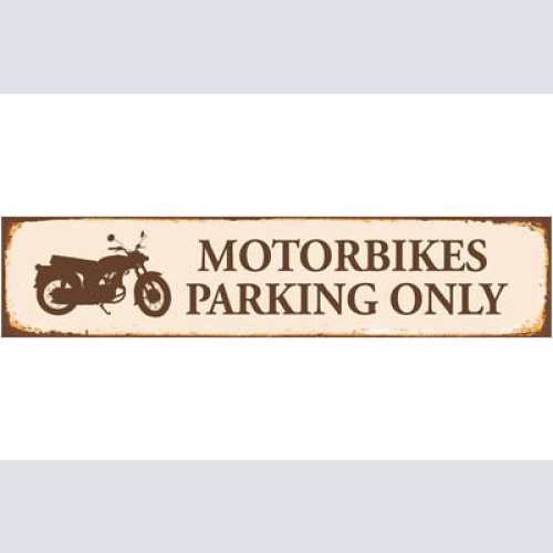 Schild motorbike parking motorrad parkplatz parken biker 46 x 10 blech od. holz