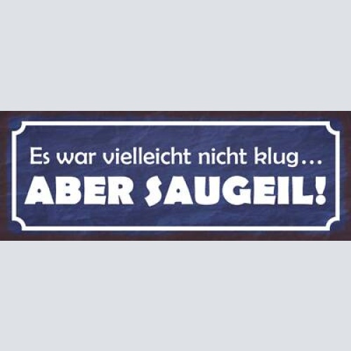 Schild es war vielleicht nicht klug aber saugeil dumm 27x10 blech od.holz