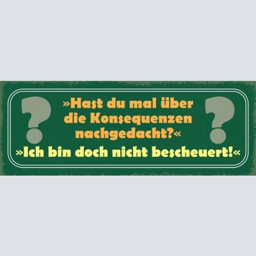 Schild hast du mal über die konsequenzen nachgedacht doch nicht bescheuert 27x10