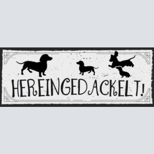 Schild herein gedackelt dackel hund eintreten willkommen 27x10 blech od.holz