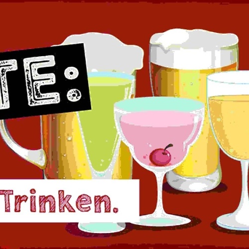 Schild Heute Betreutes Trinken Alkohol Bier Cocktail Glas 27x10 Blech od.Holz