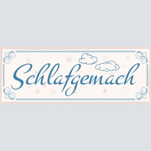 Schild Schlafgemach Schlafzimmer Schlafen Bett Wohnung 27x10 Blech od.Holz