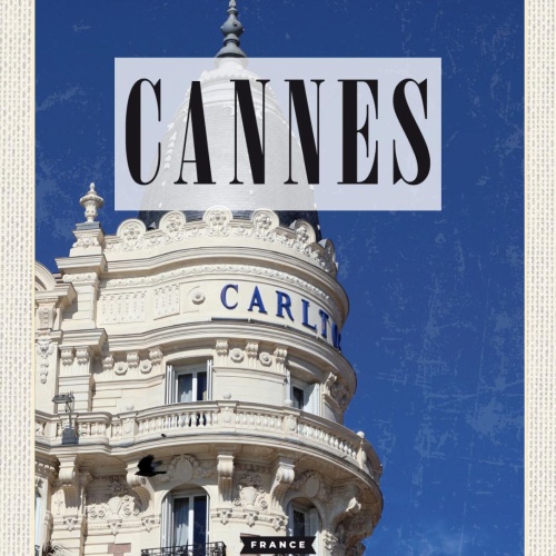 Schild Cannes France Frankreich Carlton Hotel 12x18 20x30 30x40 Blech od. Holz