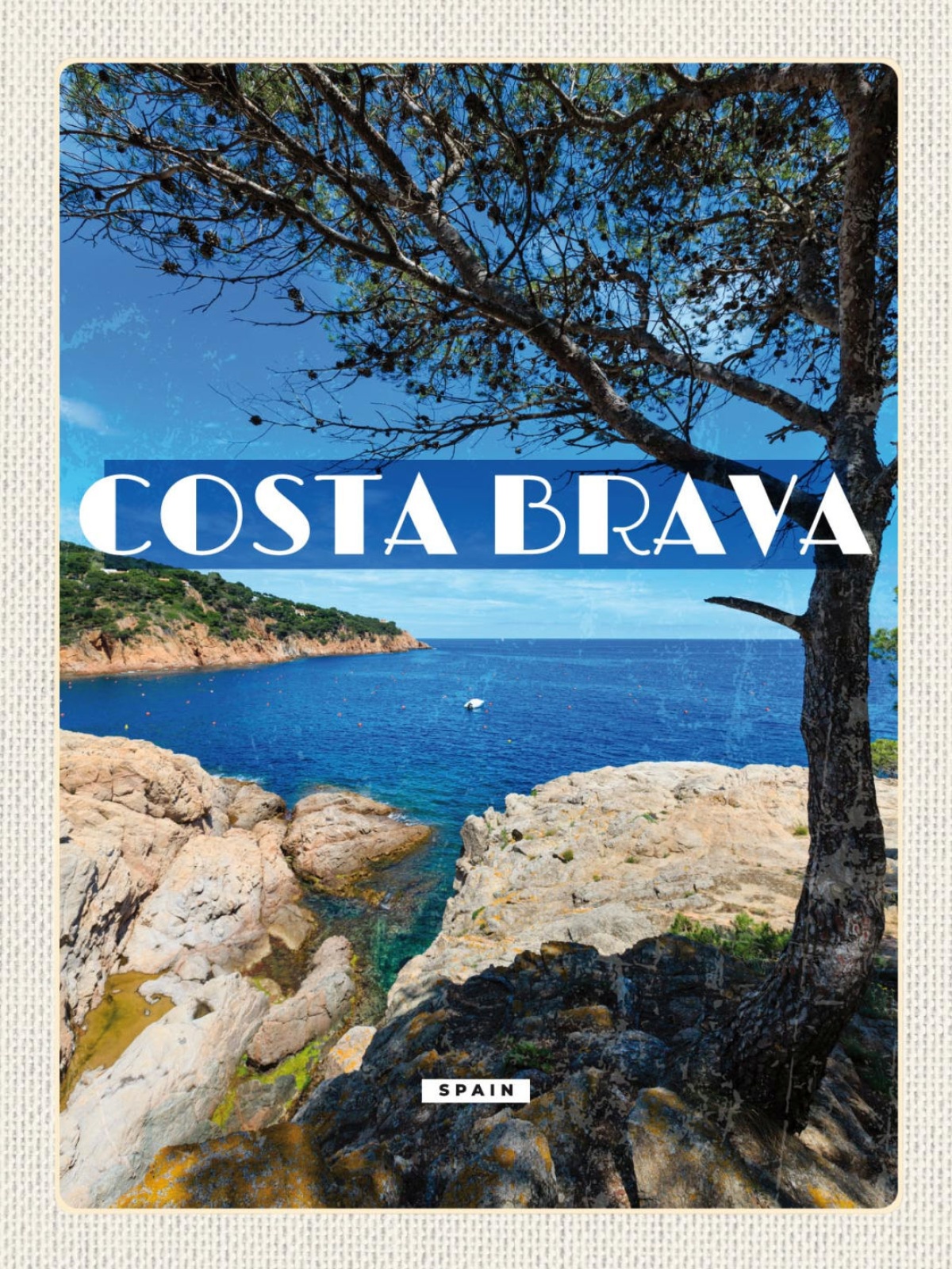 Schild Costa Brava Spain Spanien Küste Meer 12x18 20x30 30x40 Blech od. Holz