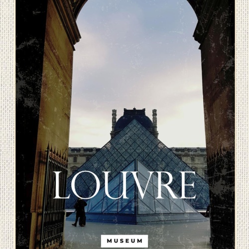 Schild Louvre Museum Paris Frankreich Kunst 12x18 20x30 30x40 Blech od. Holz
