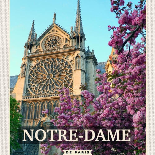 Schild Notre-Dame De Paris Frankreich Kathedrale 12x18 20x30 30x40 Blech/Holz