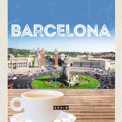 Schild Barcelona Spain Spanien Café Kaffee Haus 12x18 20x30 30x40 Blech/Holz