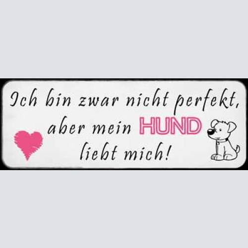 Schild ich bin zwar nicht perfekt aber mein hund liebt mich  27x10 blech od.holz