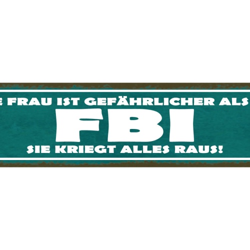 Schild Eine Frau Ist Gefährlicher Als Das FBI Sie Kriegt Alles Raus 46 x 10
