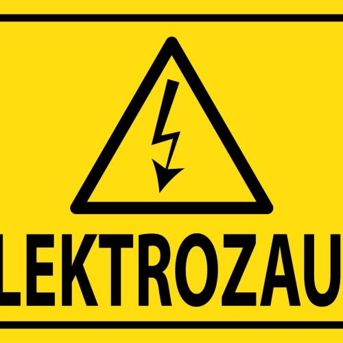 Schild Elektro Zaun Strom Vorsicht Gefahr 12x18 / 20x30 / 30x40 Blech od. Holz