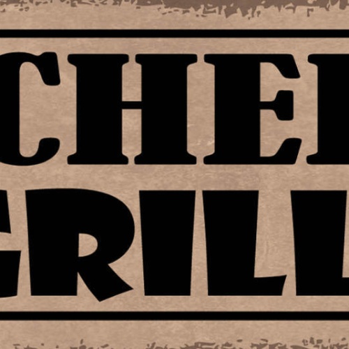 Schild Chef Griller Grillen Grill BBQ Party Koch Kochen 27x10 Blech od.Holz