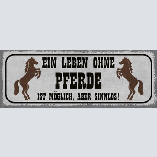 Schild ein leben ohne pferde ist möglich aber sinnlos reiten 27x10 blech od.holz