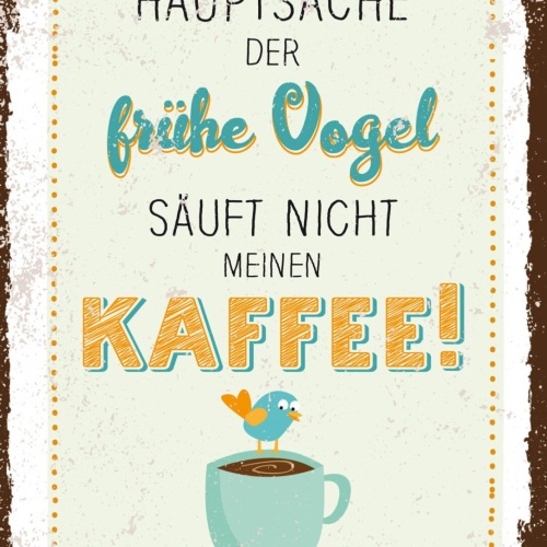 Schild Hauptsache Frühe Vogel Säuft Nicht Kaffee 12x18 20x30 30x40 Blech/Holz