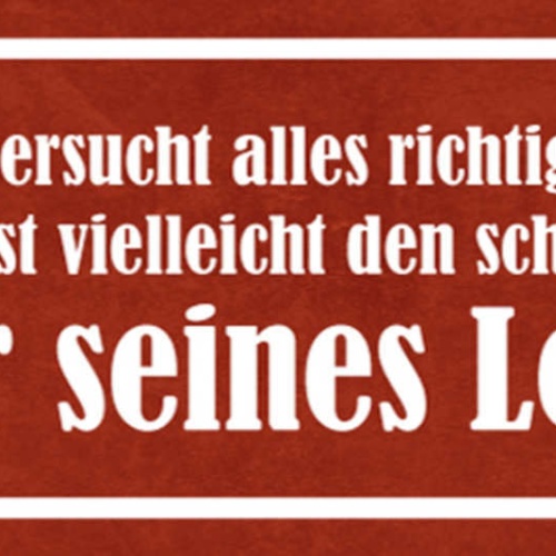 Schild Wer Immer Versucht Alles Richtig Machen Verpasst Schönsten Fehler Lebens