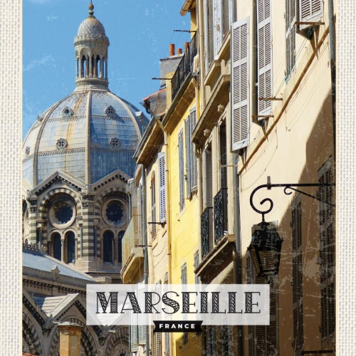 Schild Marseille France Frankreich Stadt 12x18 20x30 Kathedrale 30x40 Blech/Holz