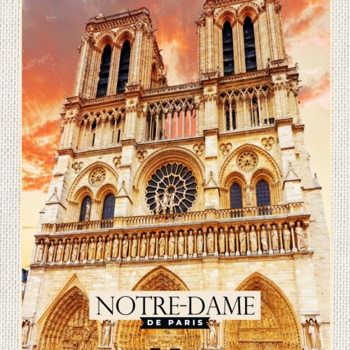 Schild Notre-Dame De Paris Frankreich Kathedrale 12x18 20x30 30x40 Blech/Holz
