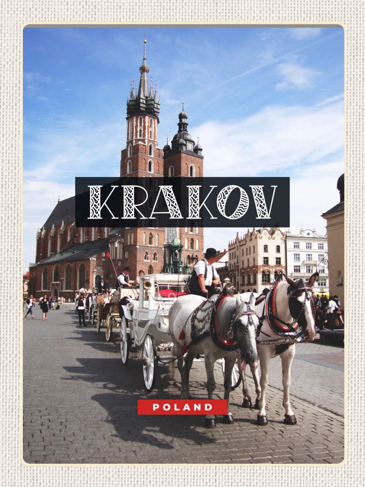 Schild Krakov Poland Krakau Polen Kutsche Stadt 12x18 20x30 30x40 Blech/Holz