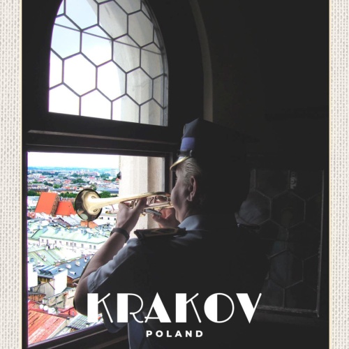 Schild Krakov Poland Krakau Polen Trompeter Stadt 12x18 20x30 30x40 Blech/Holz