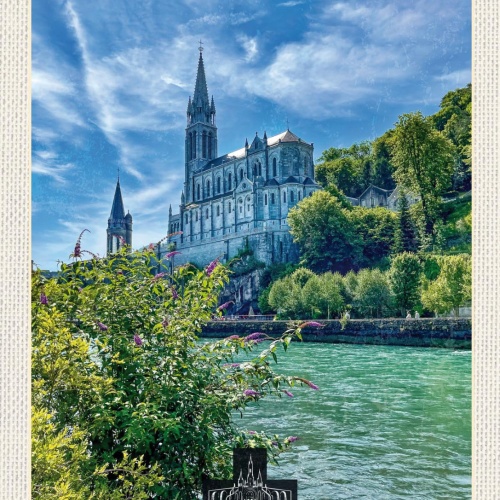 Schild Lourdes France Frankreich Basilica Maria 12x18 20x30 30x40 Blech/Holz