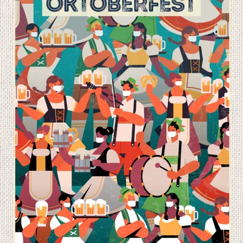 Schild Oktoberfest München Bayern Masken Bier D 12x18 20x30 30x40 Blech/Holz