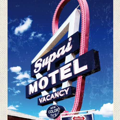 Schild Route 66 Supai Motel Fernstraße Highway USA 12x18 20x30 30x40 Blech/Holz