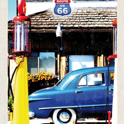 Schild Route 66 Tankstelle Fernstraße Highway USA 12x18 20x30 30x40 Blech/Holz