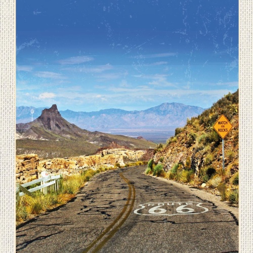 Schild Route 66 Landschaft Fernstraße Highway USA 12x18 20x30 30x40 Blech/Holz