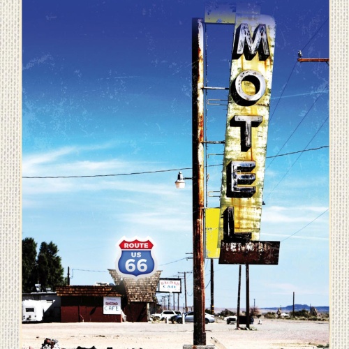 Schild Route 66 Motel Fernstraße Highway USA 12x18 20x30 30x40 Blech/Holz