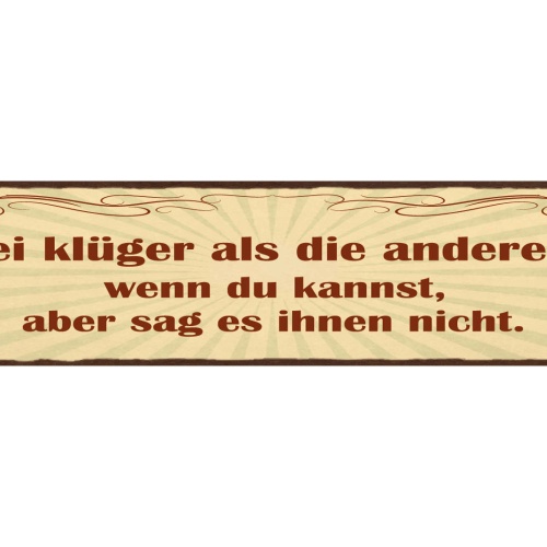 Schild Sei Klüger Als Die Anderen Wenn Du Kannst Aber Sag Es Ihnen Nicht 46 x 10