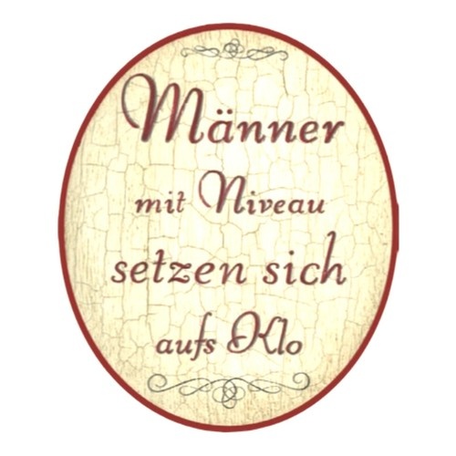 Nostalgie Holz Schild WC Toilette Männer mit Niveau setzen sich aufs Klo