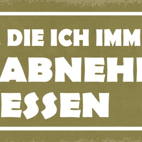 Schild 2 Dinge Die Ich Immer Will 1.Abnehmen 2.Essen Gewicht 27x10 Blech od.Holz