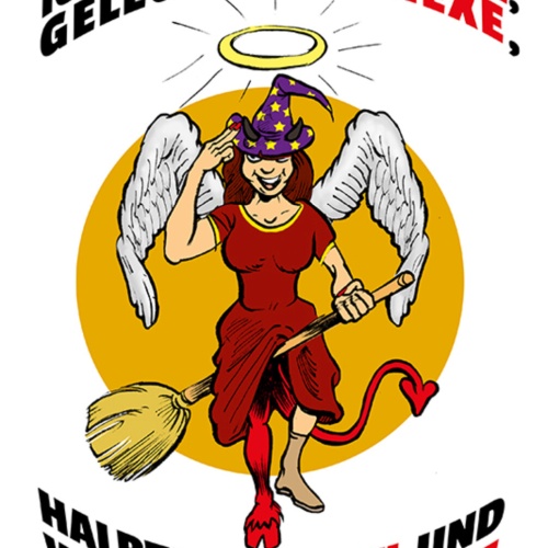 Schild Spruch Ich bin Teilzeit-Engel Gelegenheits-Hexe Halbzeit-Teufel Frauen JW