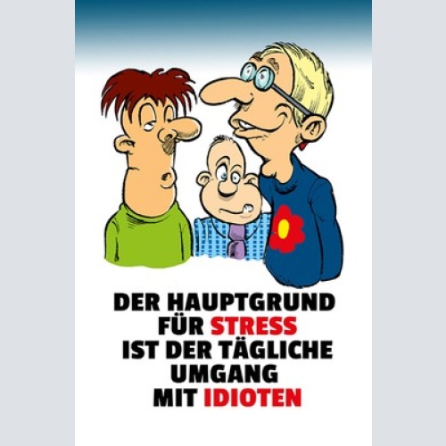 Schild Spruch Der Hauptgrund für Stress ist der tägliche Umgang mit Idioten JW