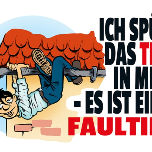 Schild Spruch Ich spüre das Tier in mir Es ist ein Faultier Männer JW