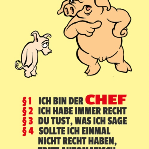 Schild Spruch Regeln §1Ich bin der CHEF §2 Ich habe immer recht §3 Du tust JW