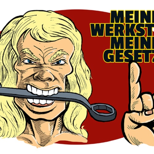 Schild Spruch Meine Werkstatt Meine Gesetze Männer JW