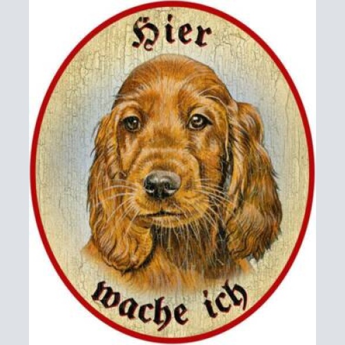 Kuk nostalgie holzschild "hier wache ich" cocker spaniel hund