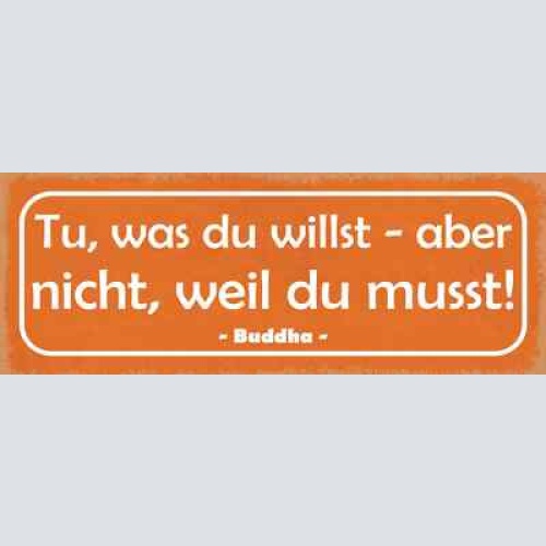 Schild tu was du willst aber nicht weil du musst buddha 27x10 blech od.holz