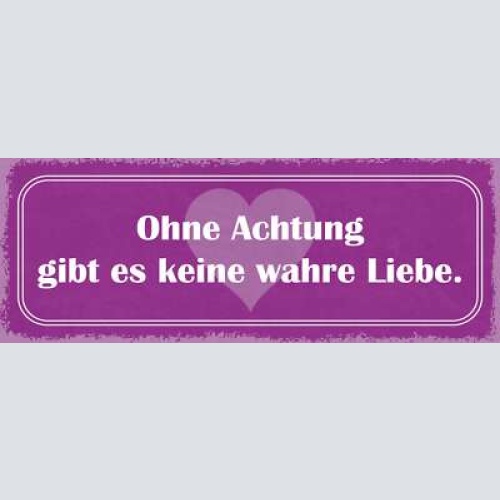 Schild ohne achtung gibt es keine wahre liebe ehe paar 27x10 blech od.holz