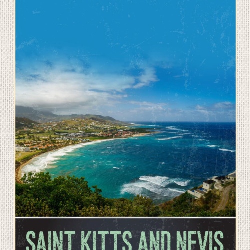 Schild Saint Kitts And Nevis West Indies Insel 12x18 20x30 30x40 Blech/Holz