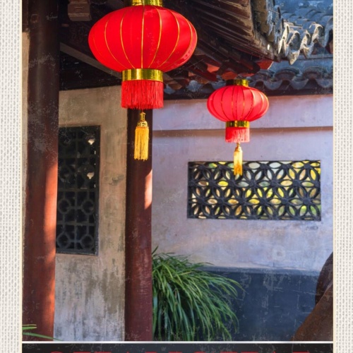 Schild Shanghai China Rote Laternen Stadt Haus 12x18 20x30 30x40 Blech/Holz