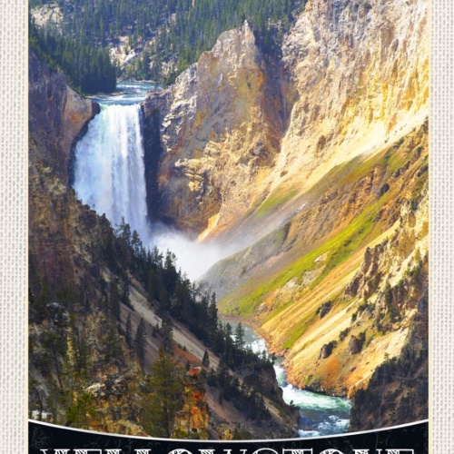 Schild Yellowstone USA National Park Wasserfall 12x18 20x30 30x40 Blech/Holz